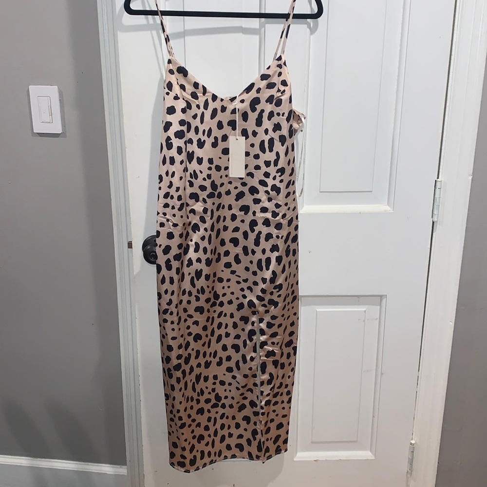 Leopard silk slip dress